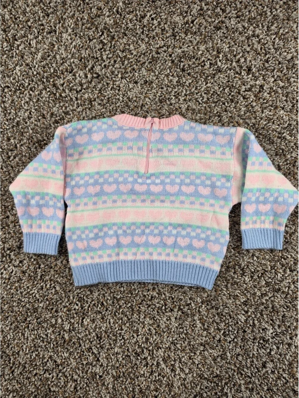 Vintage Baby Girls Sz 6-9M Knit Sweater Poodle Print Pastel Colors 1980s/1990s